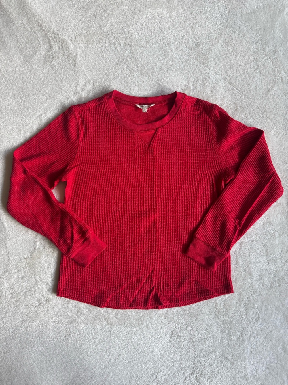 Madewell Waffle Knit Crewneck Long Sleeve Tee Red XS
